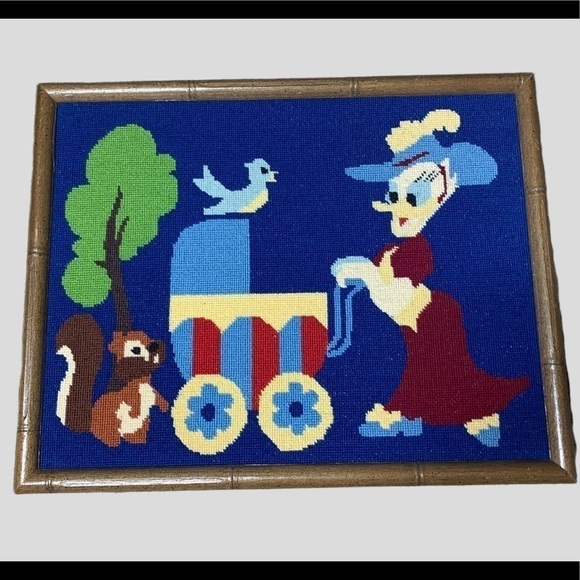 Vintage Other - Vintage Duck family needlework framed